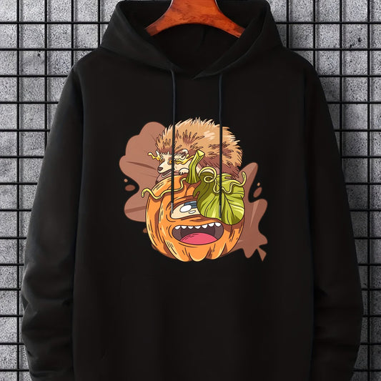 Men's Cartoon Animal Graphic Hoodie Drawstring Sweatshirt