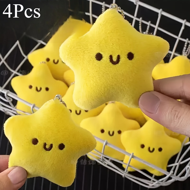 4pcs Star Plush Toys with Expressive Eyes Soft Squeeze Activated Echoing Stars