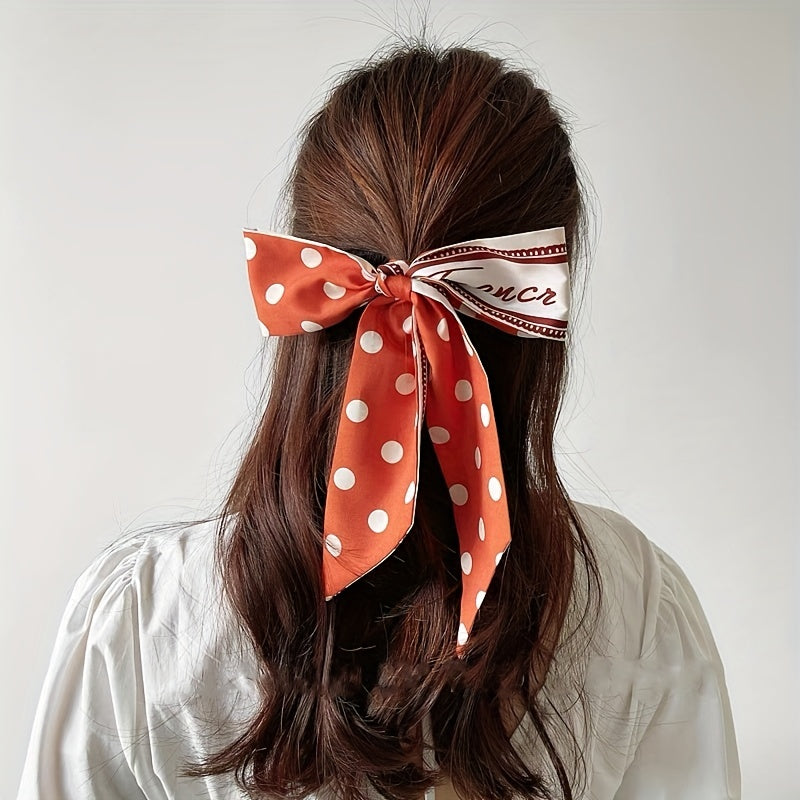 Polka Dot Print Ribbon Thin Scarf Hair Band Silk Hair Tie Hair Accessories