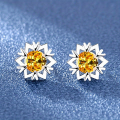 Snowflake Zircon Stud Earrings 18K Plated Wedding Party Jewelry Gift