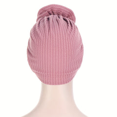 Embossed Plate Flower Turban Cap Vintage Elastic Head Wrap