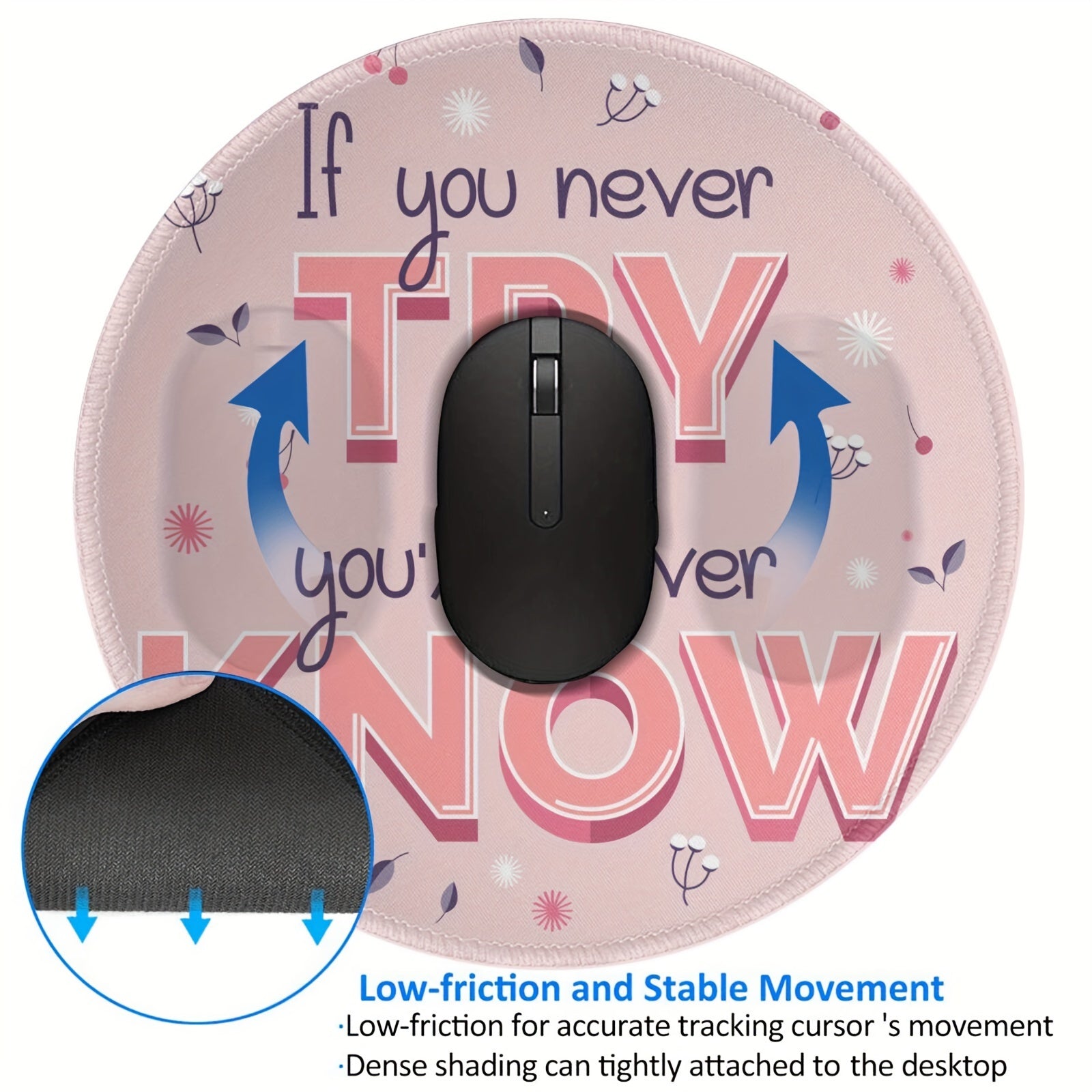 Round Mouse Pad 20x20cm Home Office Rubber Seam Border Sliding Mouse Pad