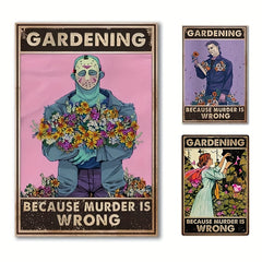 Funny Michael Myers Sunflower Gardening Retro Tin Sign