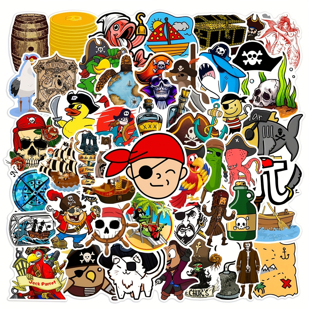 50pcs Cartoon Pirate Stickers Adults Waterproof Decals Water Bottles Laptops