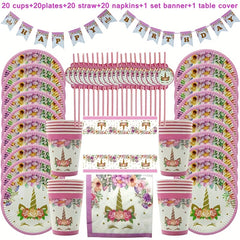 82pcs Unicorn Party Supplies Tableware Set Birthday Party Decoration