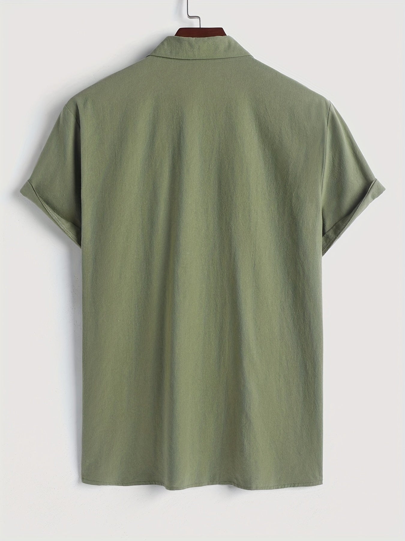 Men's Casual Short Sleeve Cotton Shirt Chest Pocket Summer Vacation Resort Tops