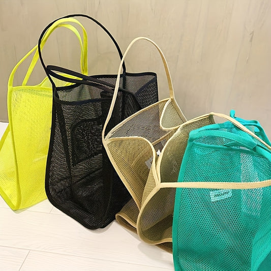 Large Capacity Mesh Beach Bag Foldable Kids Sea Shell Bags