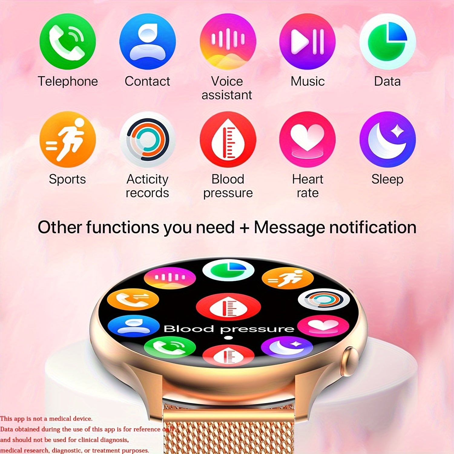 Women's Calling Smartwatch 3 Round Smartwatch with 100 Sports Modes