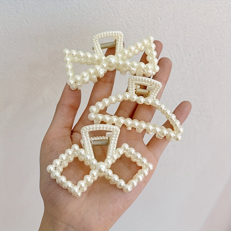 Faux Pearl Hair Pins Geometric Hair Claw Clips