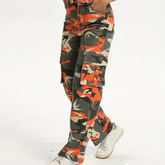 Bird Print Cargo Jeans Street Casual Style Denim Pants