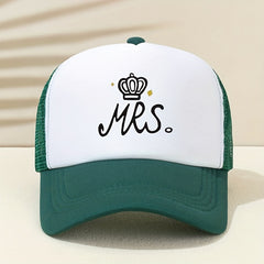 MRS Crown Baseball Cap Mesh Trucker Dad Hat Adjustable Sun Hat For Women
