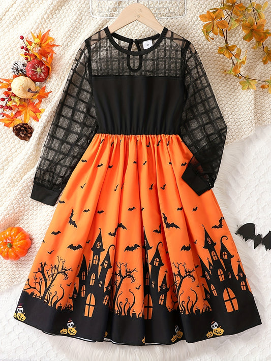 Castle Princess Girls Halloween Dress Long Sleeve Ca