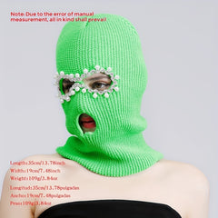 Green Y2K Balaclava Faux Pearl Decor Ski Mask