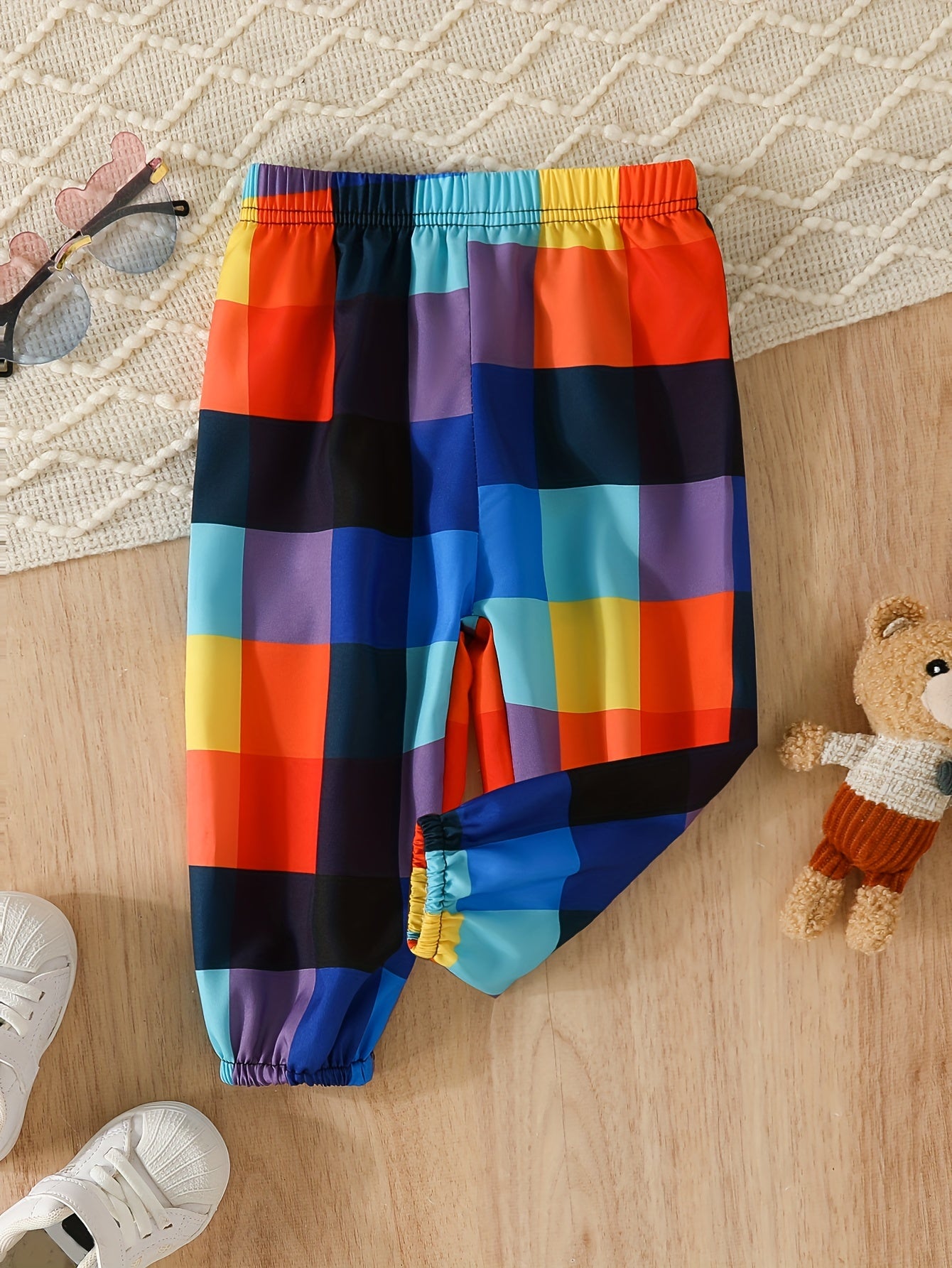 Baby's Plaid Baggy Pants Casual Stylish Trousers