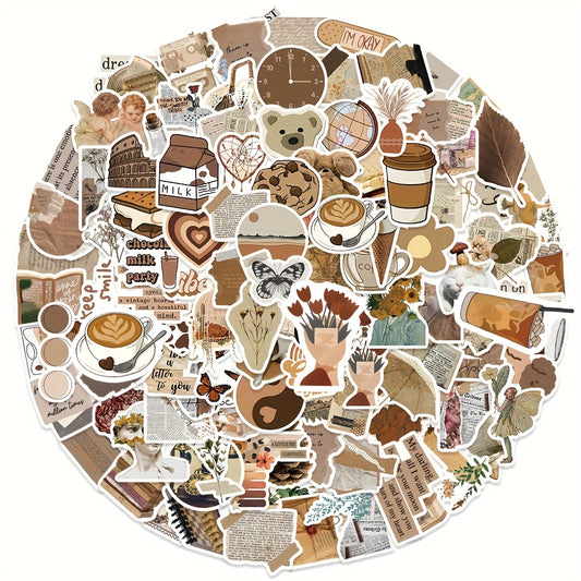 112pcs Vintage Art Cartoon Graffiti Stickers for Water Bottle Laptop Phone