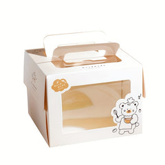 4 inch Small Cake Packaging Box Mousse Pastry Cartoon Window Box