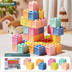 Soft Rubber Building Blocks for Infants, Colorful Stacking & Nesting Toys