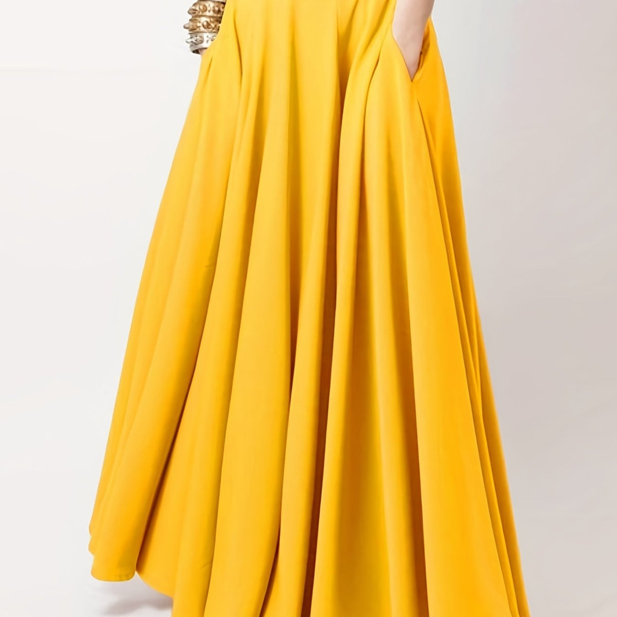 High Waist Pleated Maxi Skirt