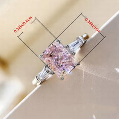 Square Pink Zircon Ring Size 5 10