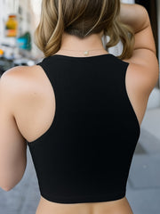 Ribbed Tank Top Sleeveless Crew Neck Lingerie Women's
