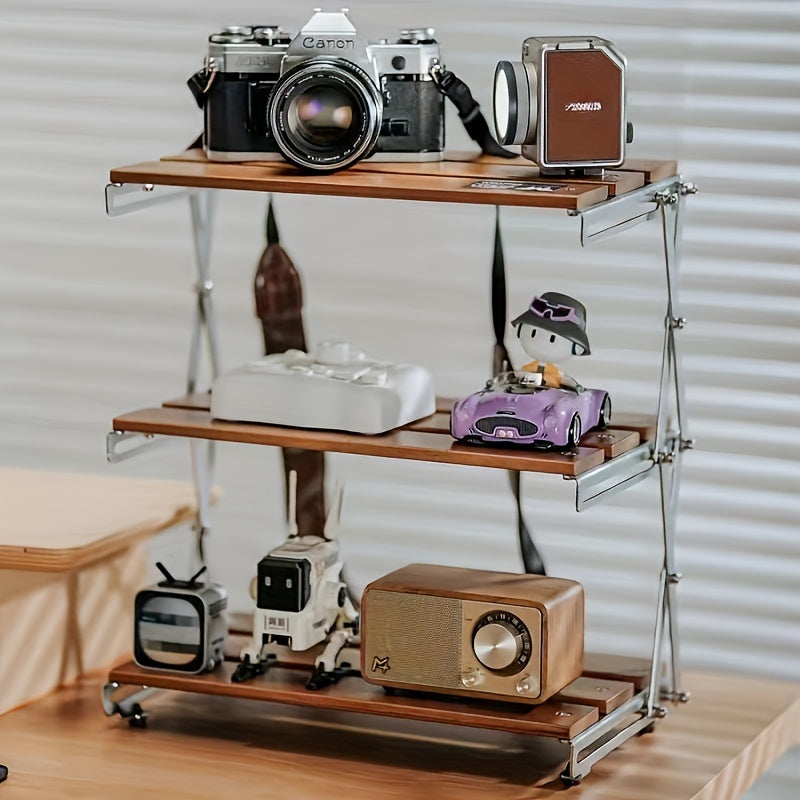 Portable Solid Wood Camping Storage Rack Outdoor Picnic