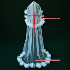Double Layer Bridal Veil with Floral Edge, Hair Comb Romantic Wedding Accessory
