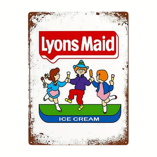 Vintage Lyon Maid Kids Ice Cream Lollipop Sign Tin Metal Sign Plate