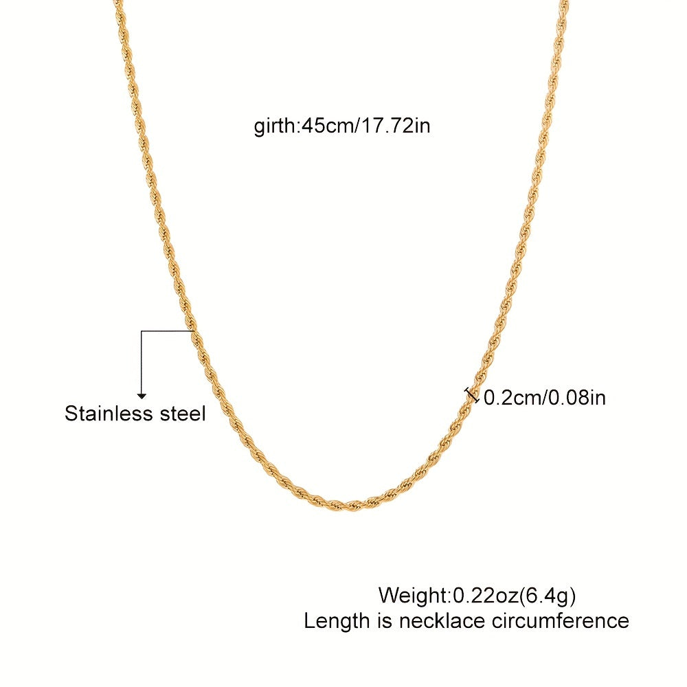 Stainless Steel Twist Chain Necklace Unisex Neck Jewelry