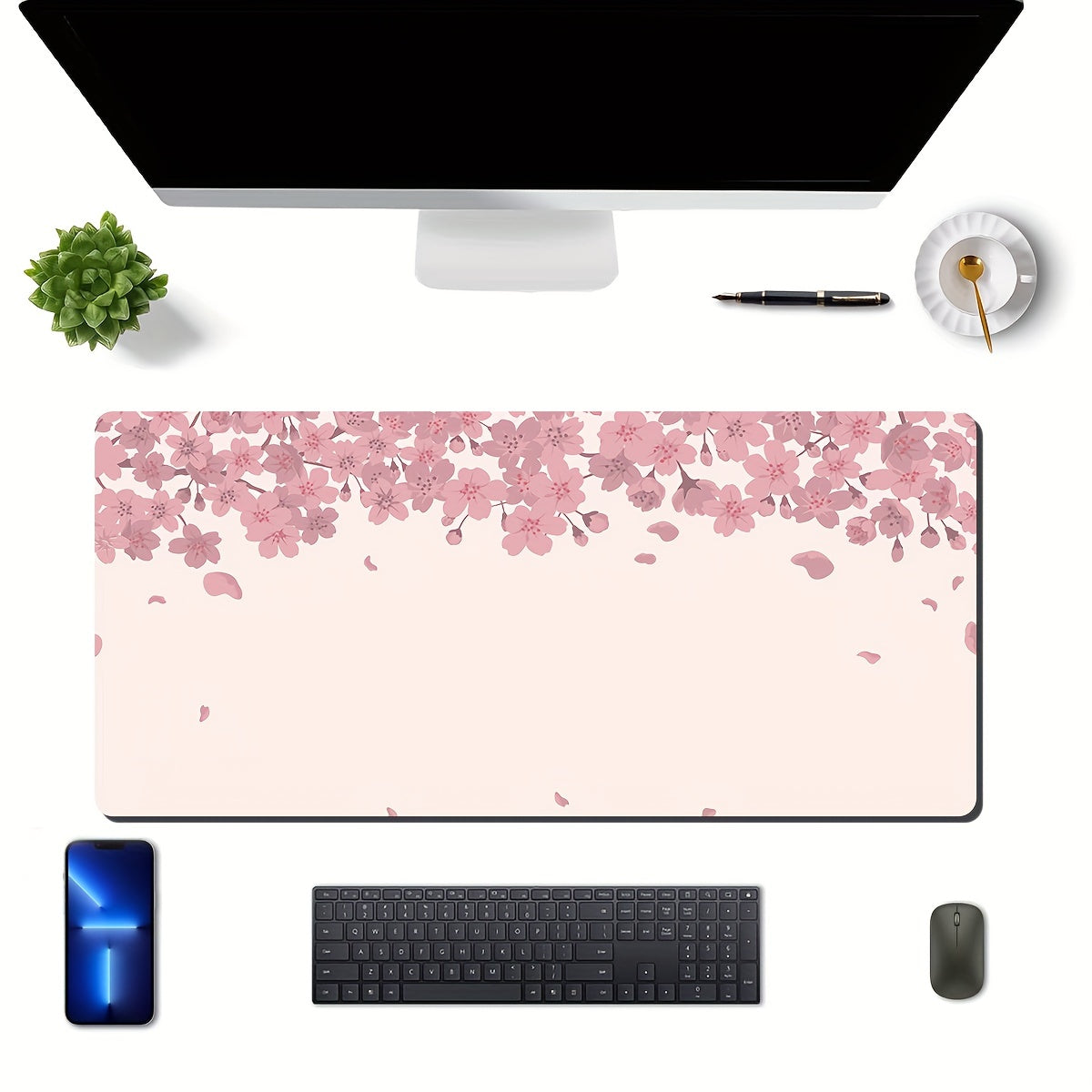 Sakura Mouse Pad Non Slip Rubber Base Desk Mat 300x700x2mm Thick Large Table Pad
