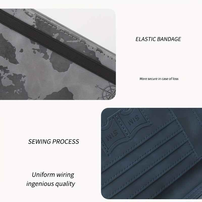 Map Pattern RFID Blocking Passport Holder With Card Slot