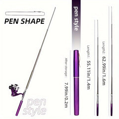 Portable Pen Fishing Rod w/ Spinning Reel - Fishing Tackle Set