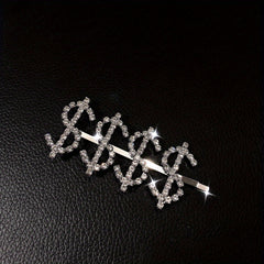 Y2K Alloy Hairpin Rhinestone Dollar Sign Hairpin For Women Girls