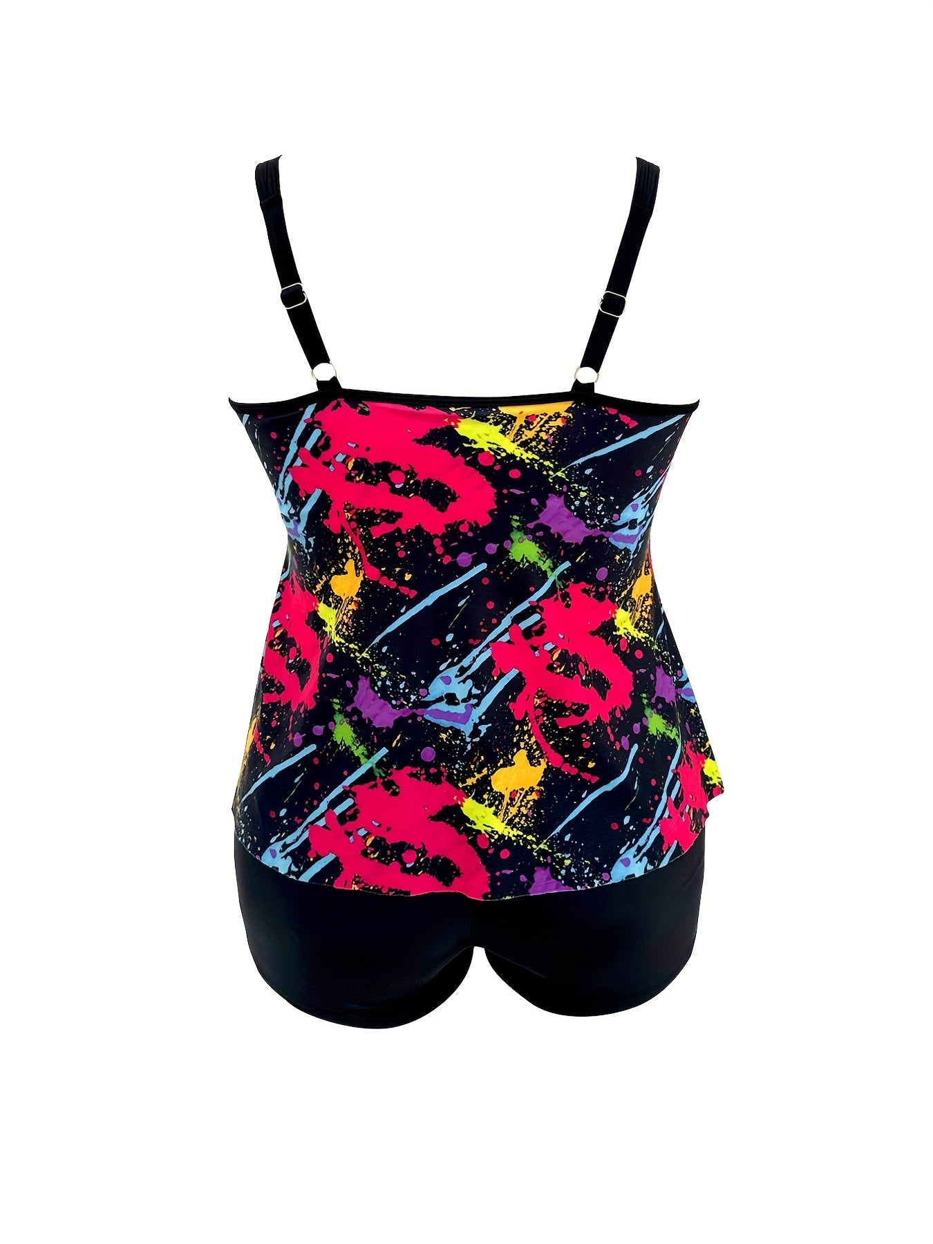  Splash Print Tankini Set Cami Top & Shorts Swimsuit