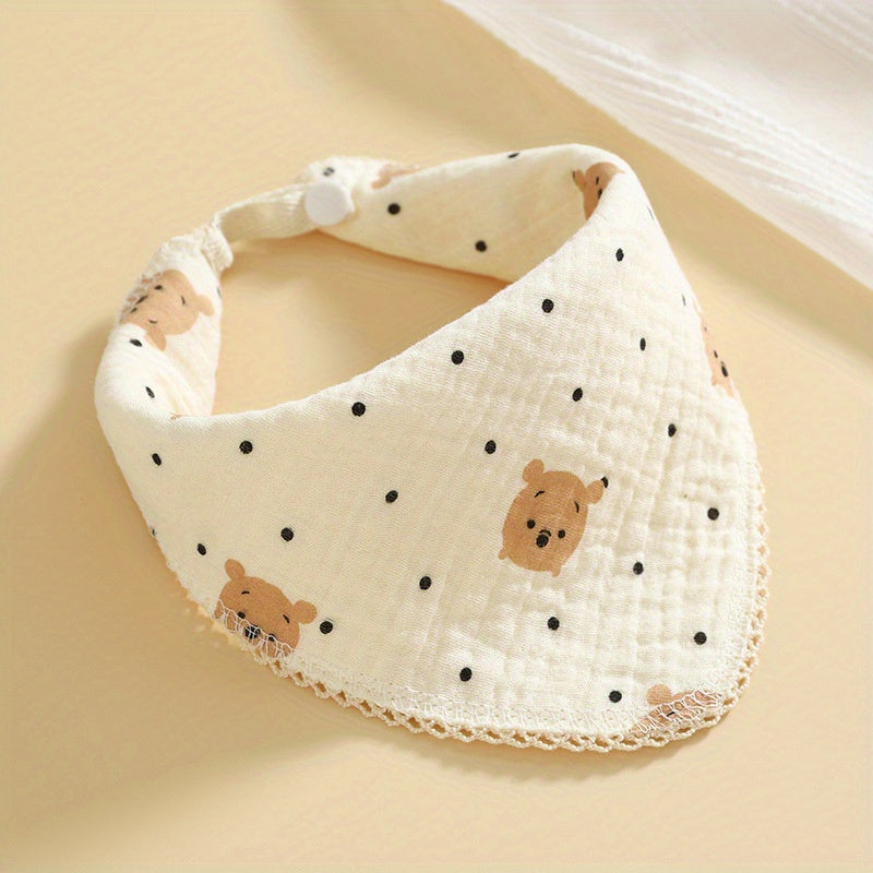 5pcs Cotton Crepe Baby Bibs Multipurpose Square Towels with Snap Button