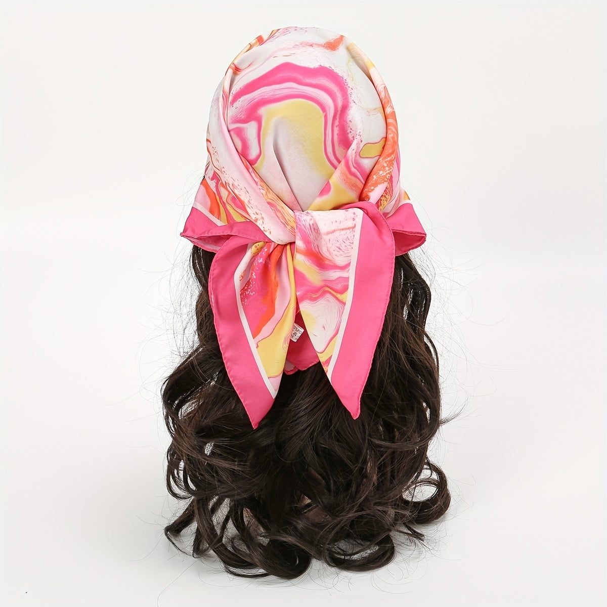 Pink Tie Dye Print Bandana Boho Neckerchief Square Scarf Silk