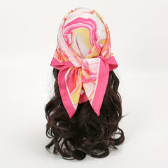 Pink Tie Dye Print Bandana Boho Neckerchief Square Scarf Silk