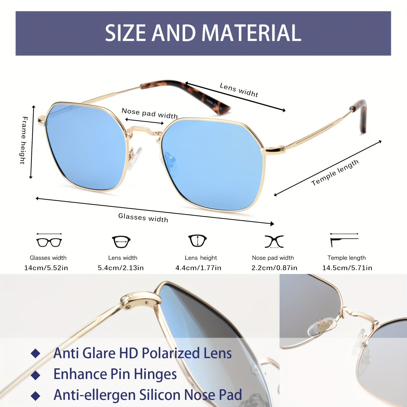 OUWEN Polarized Men's Sunglasses Golden Rim Mirrored Lens VF2213C
