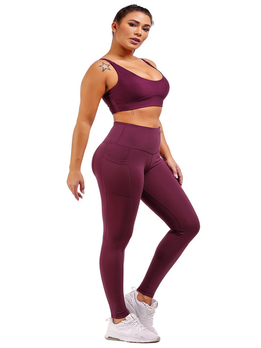 High Waist Breathable Fitness Workout Yoga Pants With Phone Pockets