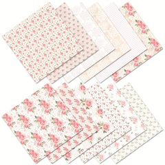 12pcs Flower Series Background DIY Scrapbook Paper Art Card Pattern Paper