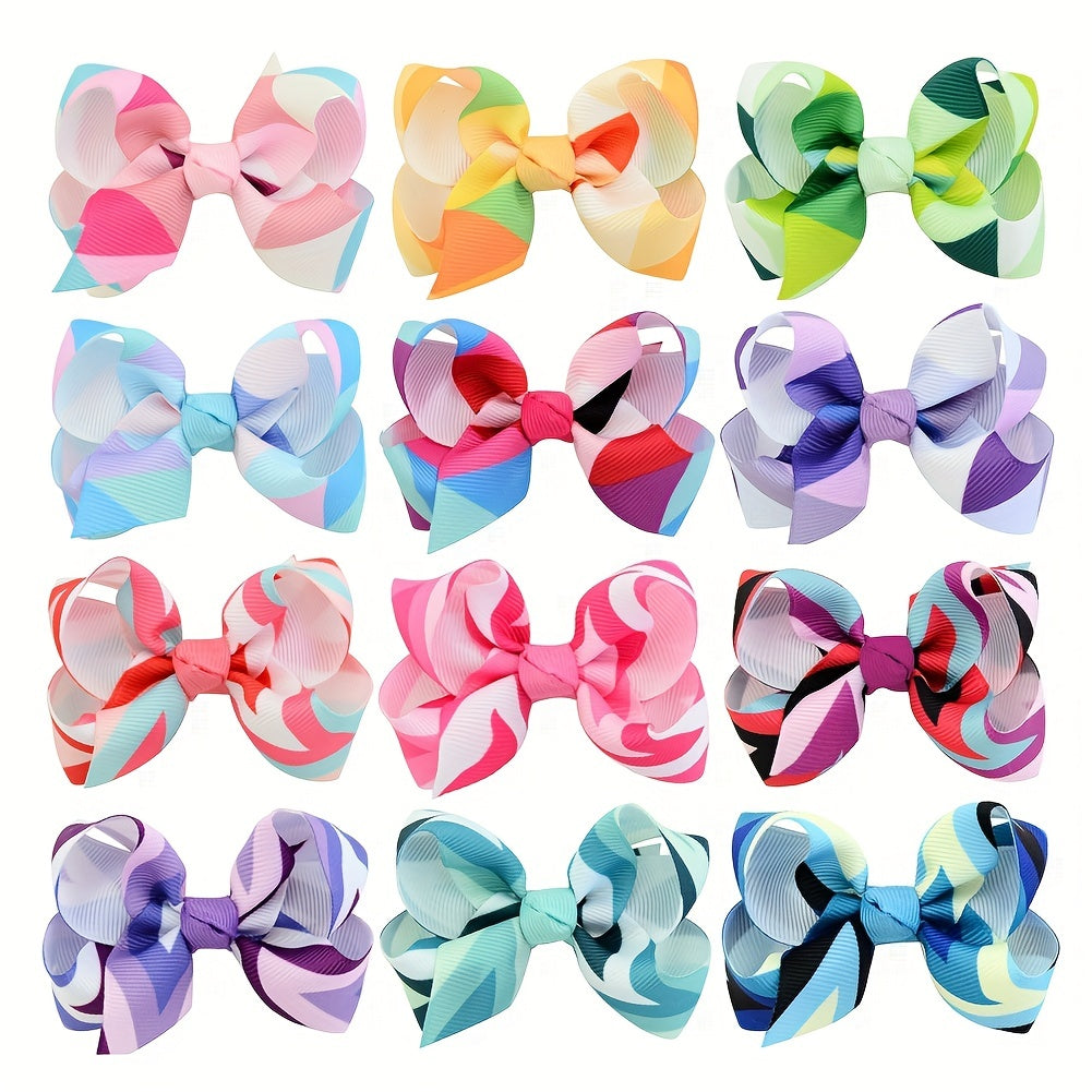 Colorful Bow Hair Clips for Girls Kids, Printed Bowknot Hair Accessory
