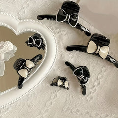Bow Decor Hair Claw Two tone Banana Clip Hairgrip