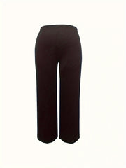  Solid High Rise Wide Leg Trousers