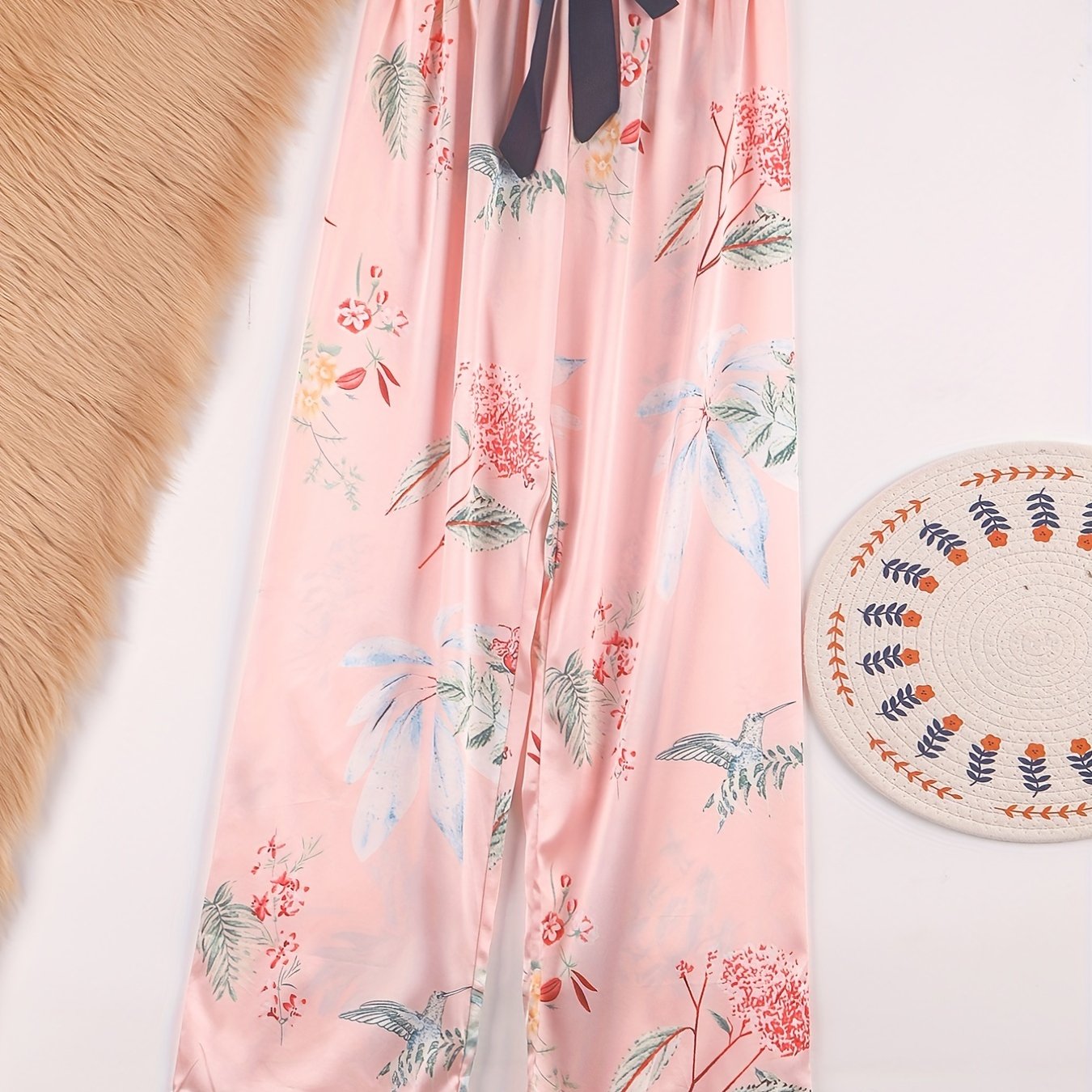 Heart Print Satin Sleep Bottoms Women's Sleepwear