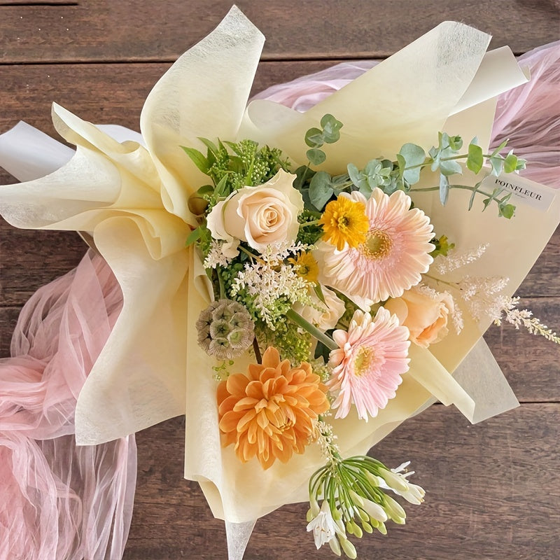 Waterproof Flower Wrapping Paper Bouquet Lined with Milk Reel, Solid Material