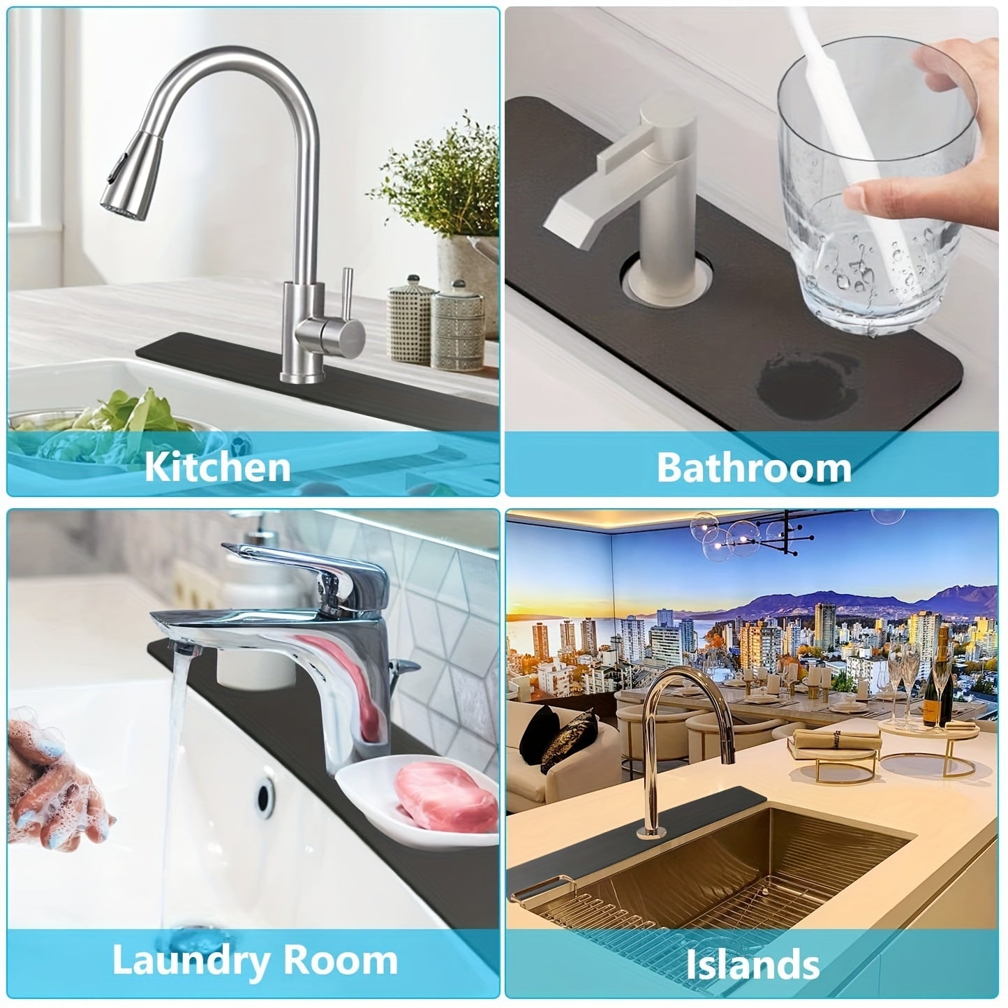 Sink Faucet Splash Guard Absorbent Drying Mat Drip Catcher