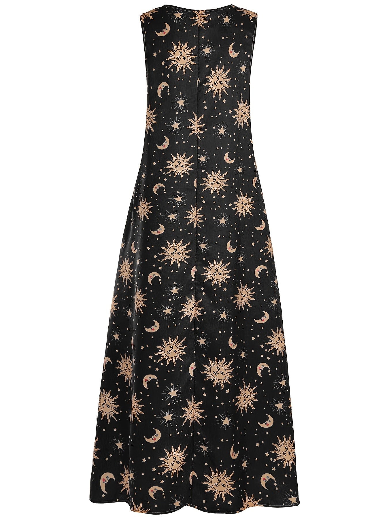 Planet Print Notched Neck Tank Maxi Dress Plus Size