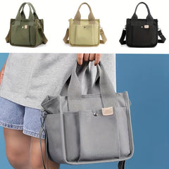 Small Canvas Women's Shoulder Handbag Solid Satchel Bag