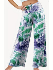 Plus Size Tie Dye Wide Waist Loose Wide Leg Pants
