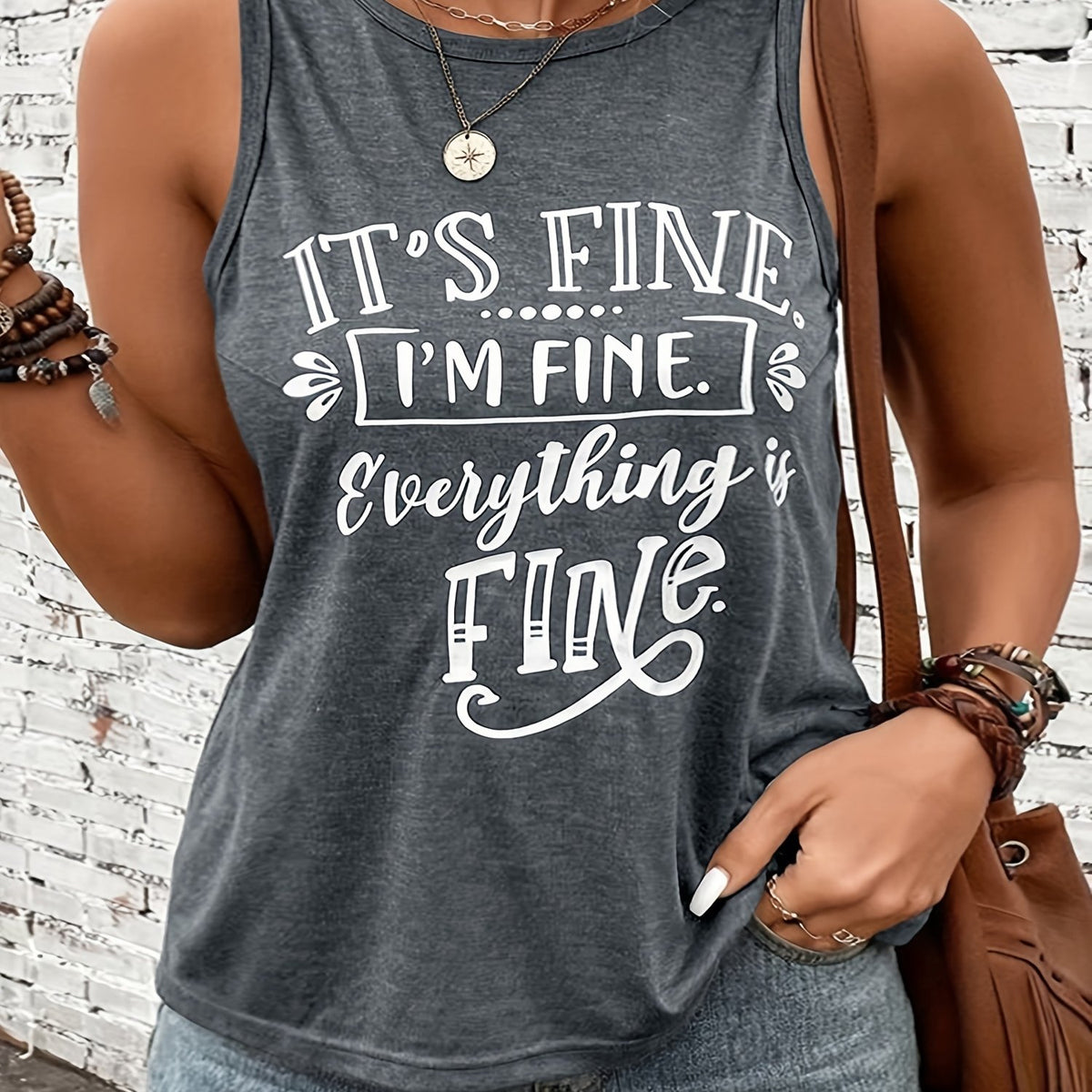  Women's Slogan Print Tank Top