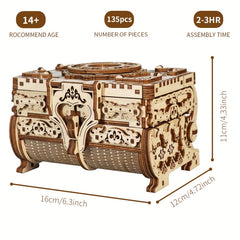 Antique Jewel Box 3D Wooden Puzzle Model Kits DIY Home Decoration
